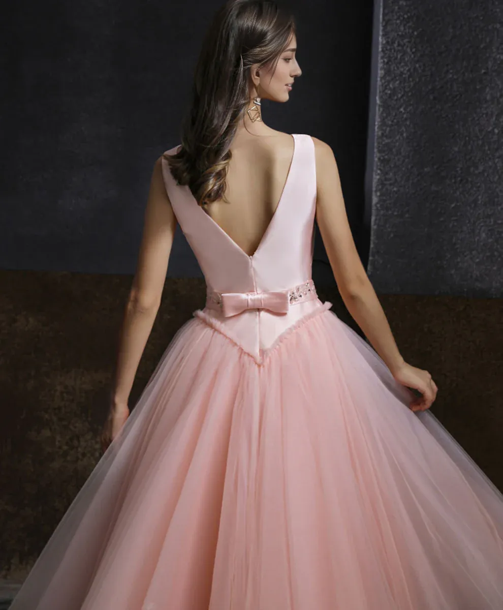 A-line Round Neck Tulle Short Backless Prom Dress