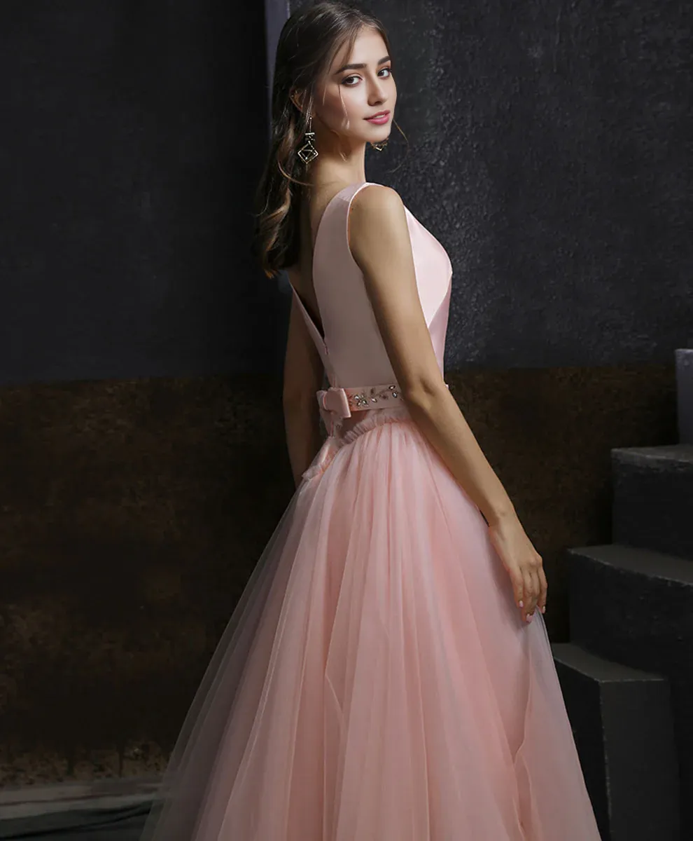 A-line Round Neck Tulle Short Backless Prom Dress