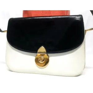Bally black & white leather color block cross body