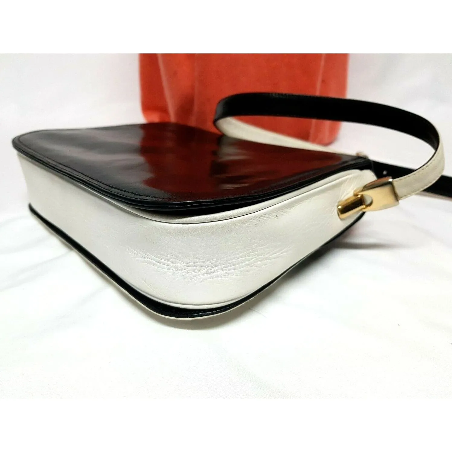 Bally black & white leather color block cross body