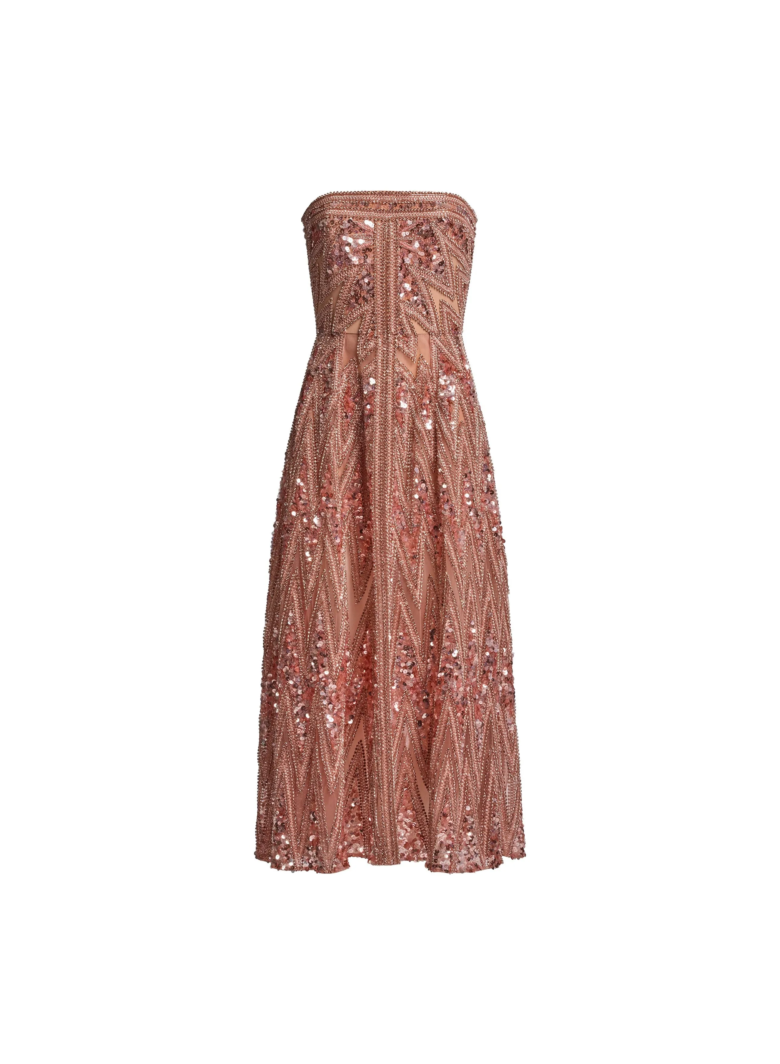 Bead Embroidered Strapless Dress