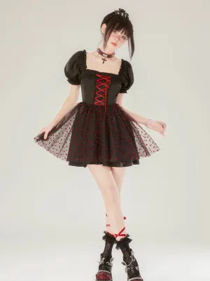 Black Dot Waist Dress Mesh