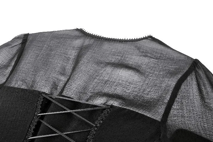 Black Gothic Mesh Patchwork Back Lace-up Everyday Dress DW1007