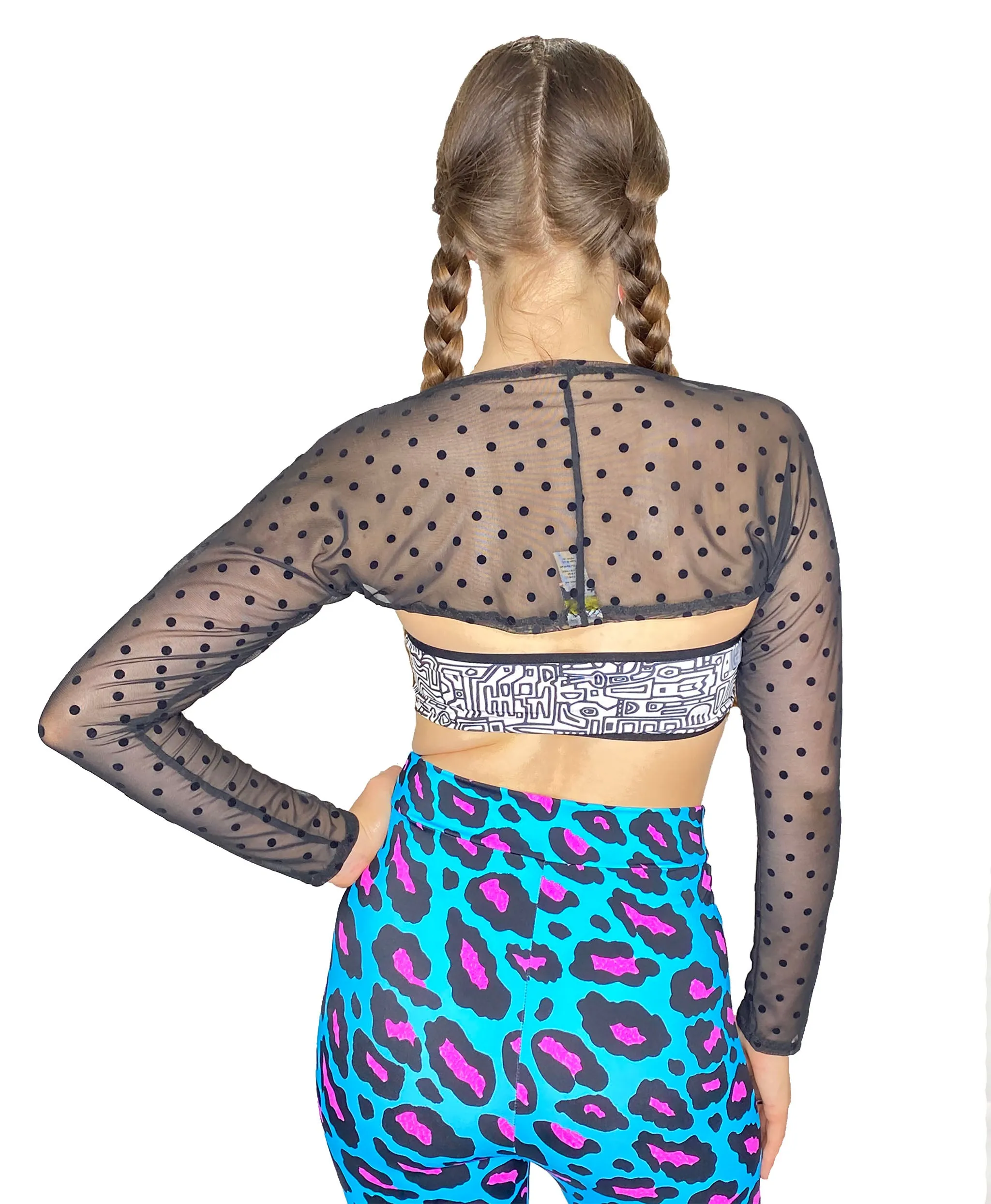 Black Polka Dot Mesh Shrug