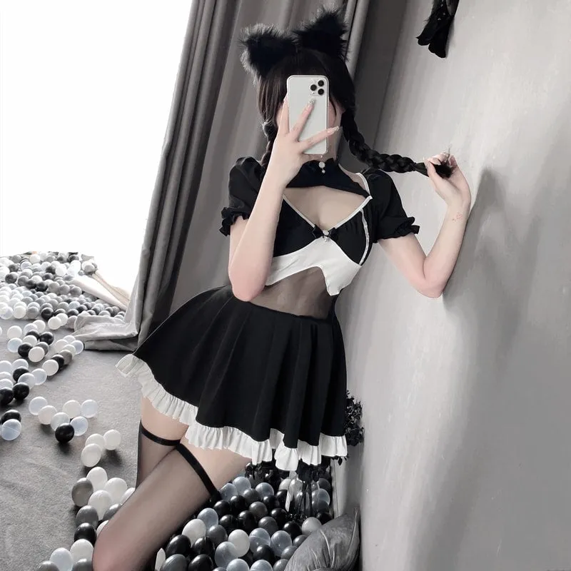 BlackLace Bow Backless Dress