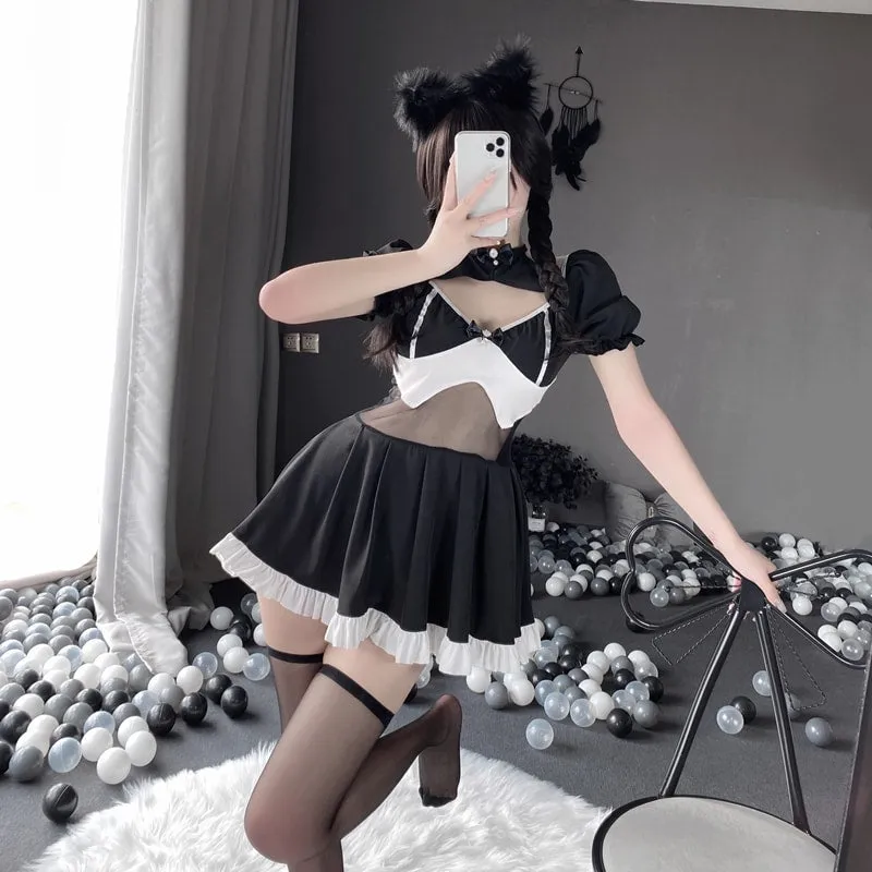 BlackLace Bow Backless Dress
