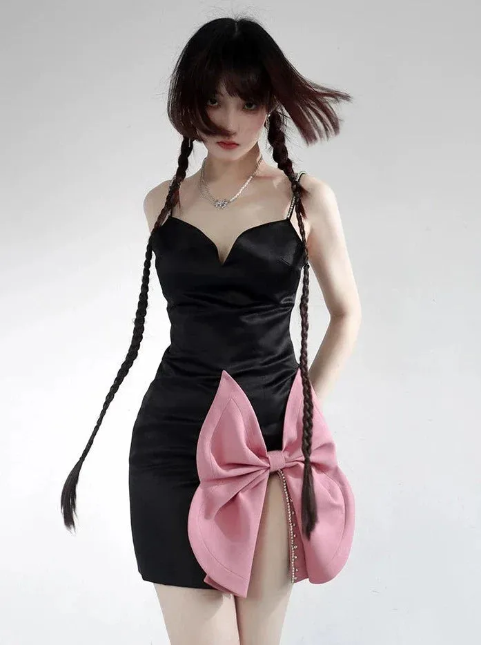 Bow Big Dress Tight Cami Slit