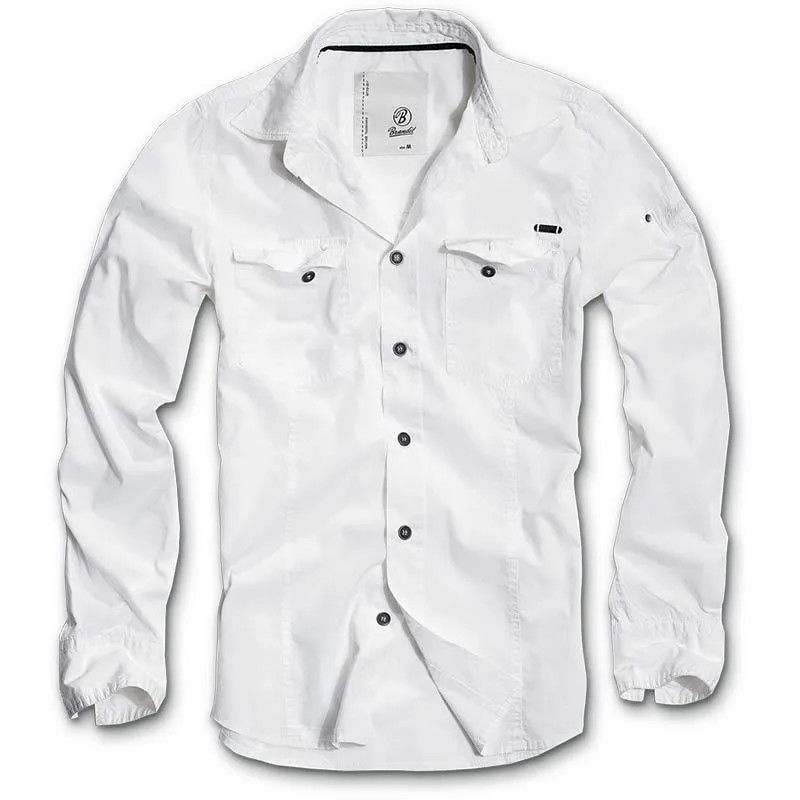 Brandit SlimFit long sleeve shirt, white