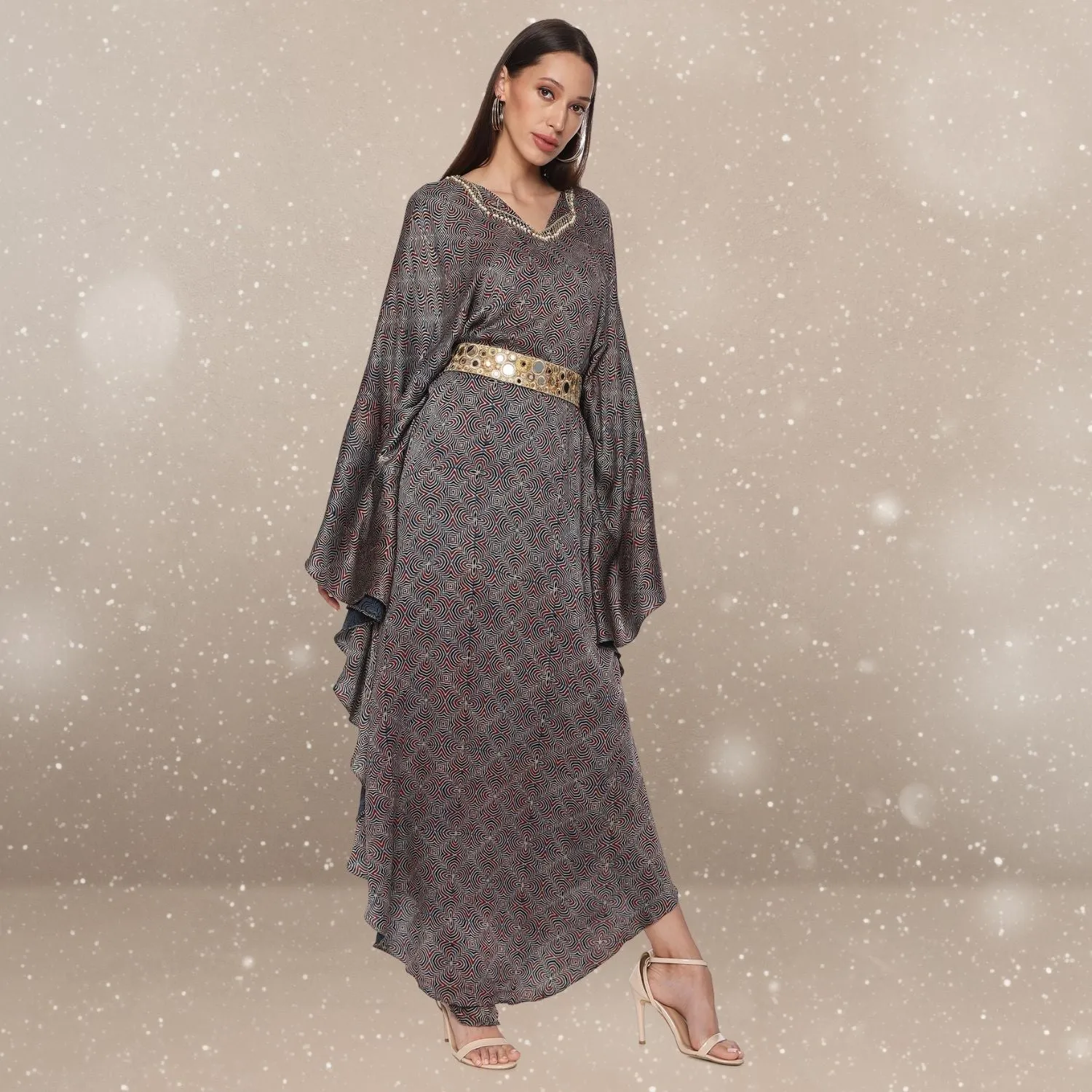 Brrenda Tulip Ajrakh Modal Kaftan | Hand-Block Print | Timeless Charm