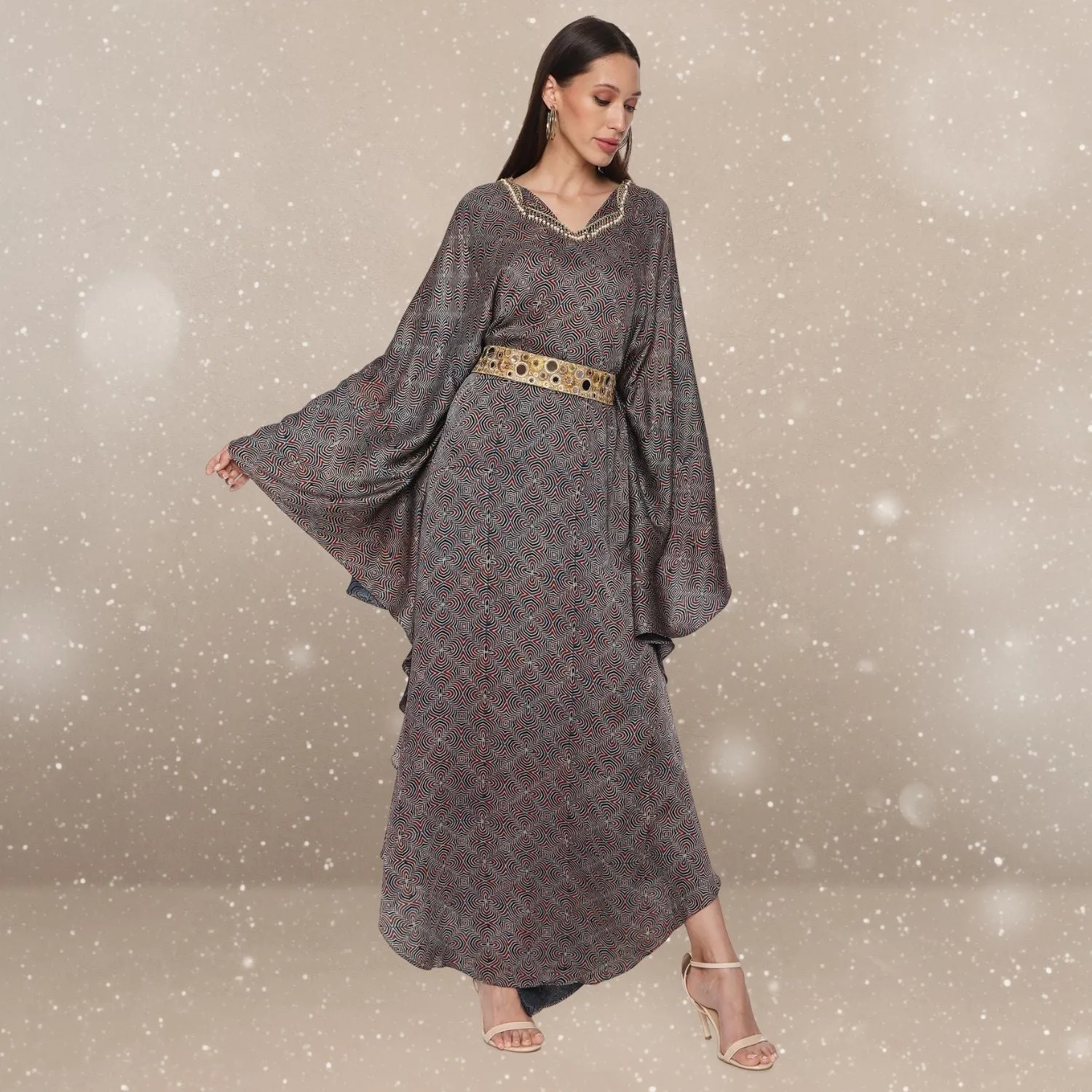 Brrenda Tulip Ajrakh Modal Kaftan | Hand-Block Print | Timeless Charm