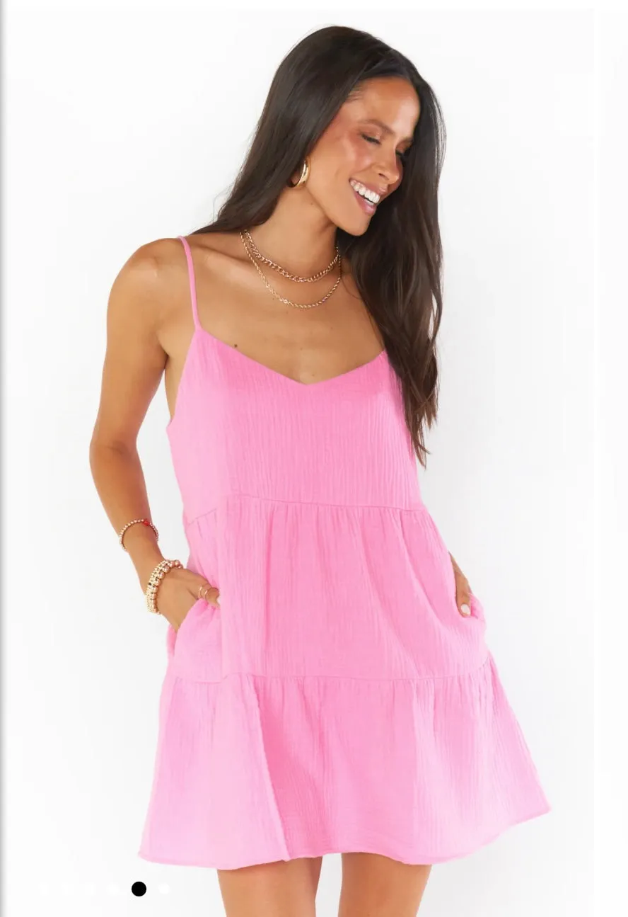 Caroline Mini Dress | Bubblegum Gauze