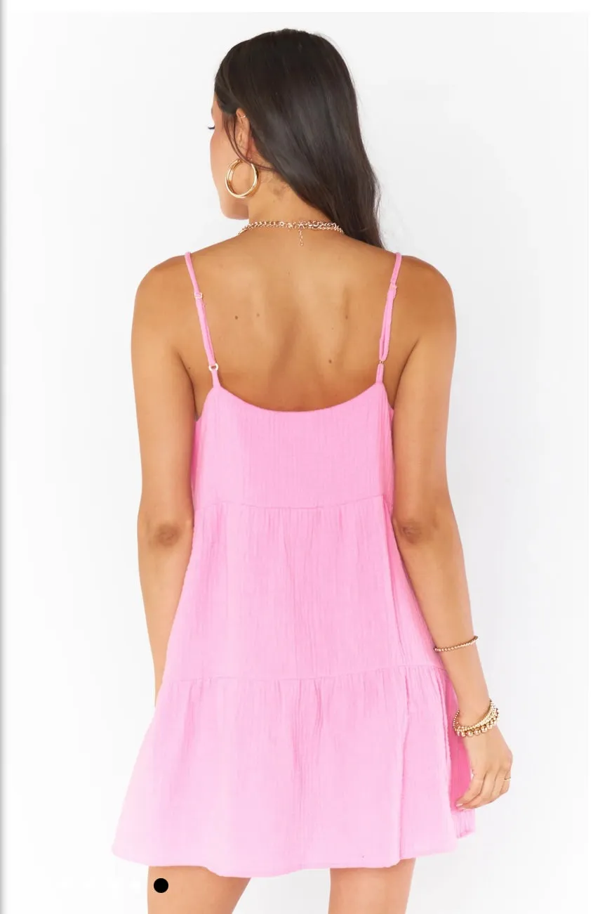 Caroline Mini Dress | Bubblegum Gauze