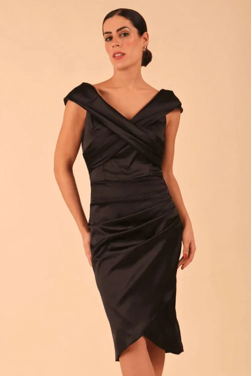 Casa Blanca Off Shoulder Satin Dress