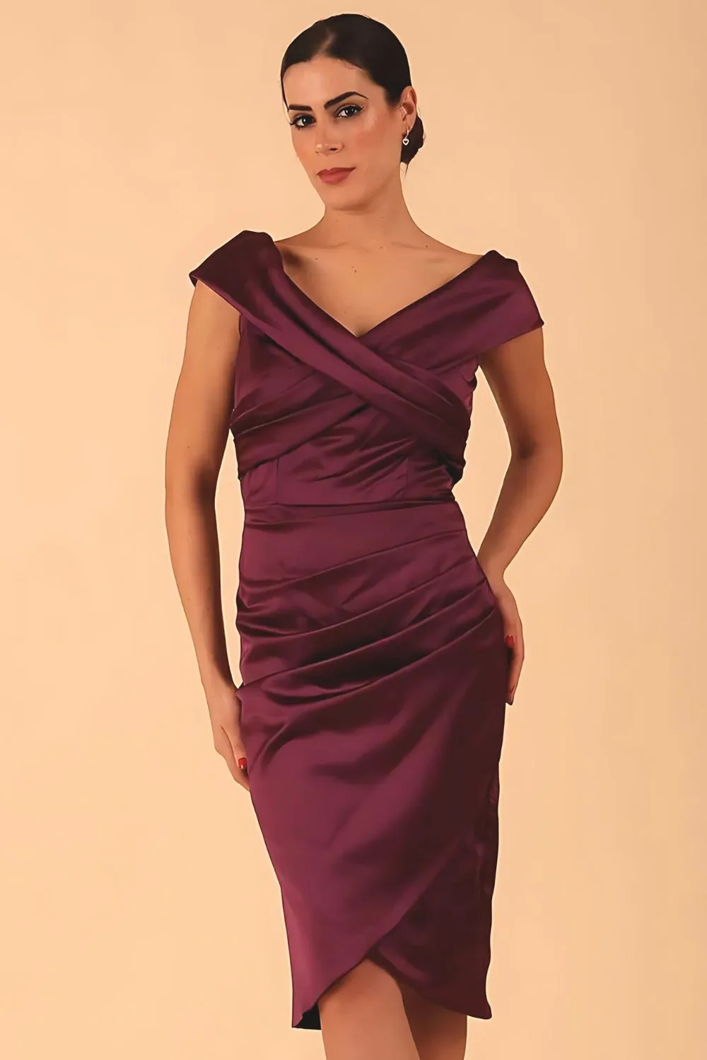 Casa Blanca Off Shoulder Satin Dress