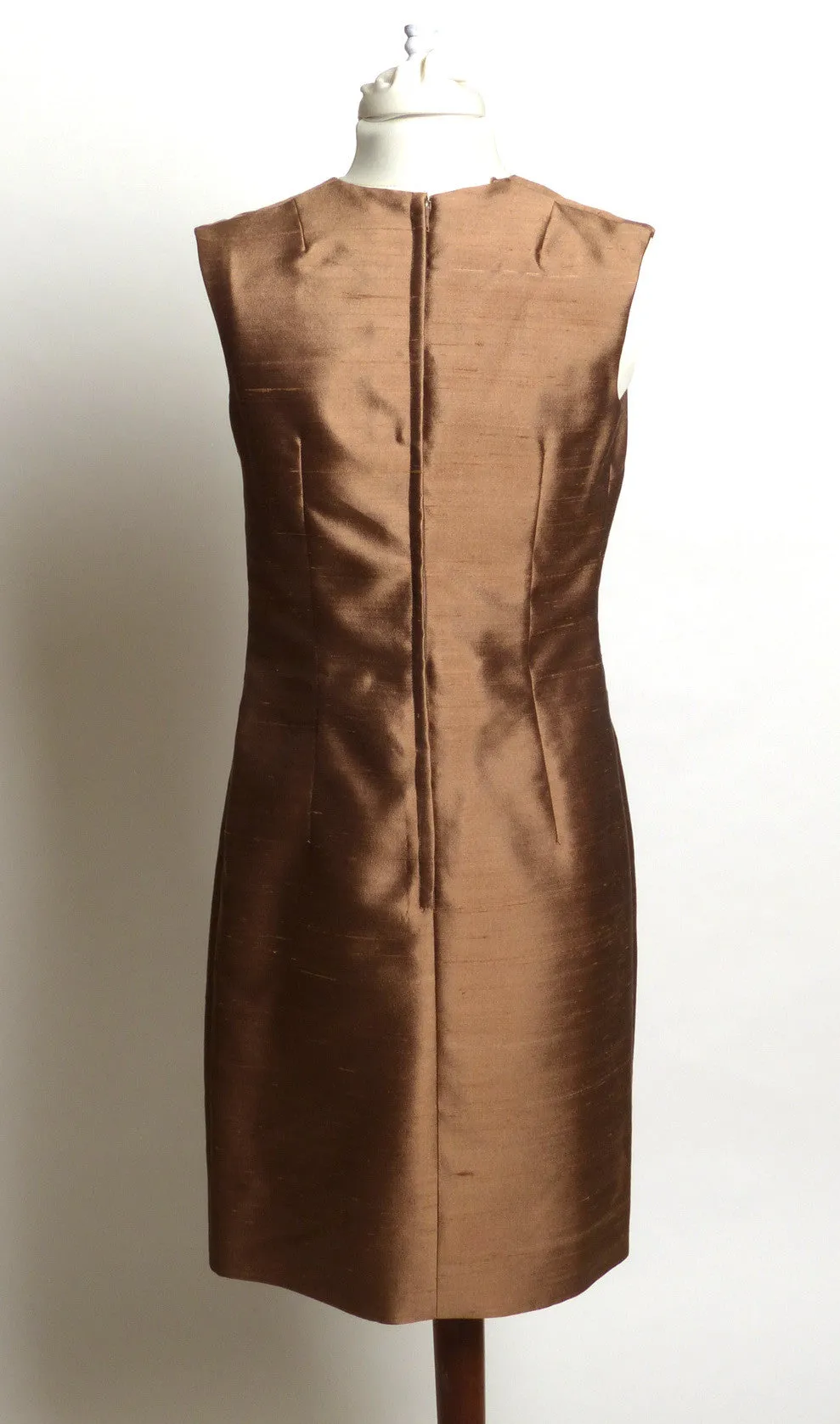 Circa 1940s/50s Brown Raw Silk Sheath Dress