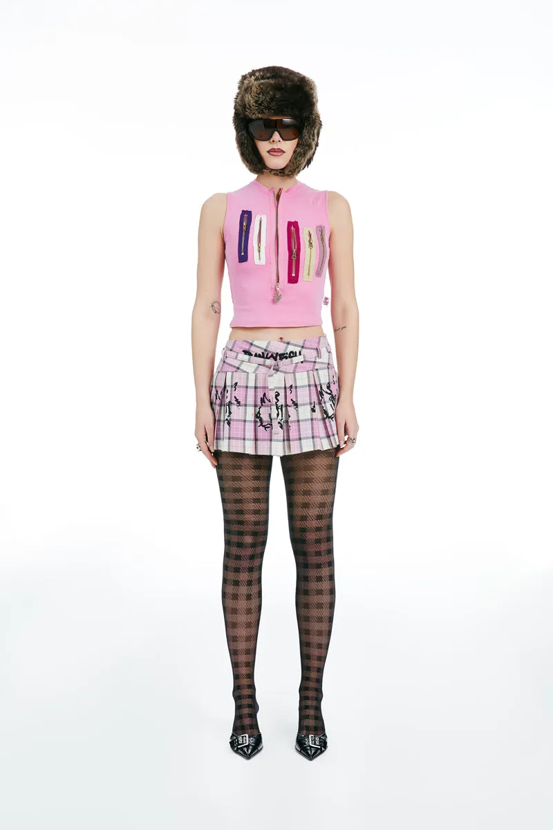 Cropped Top with a Zip Pink