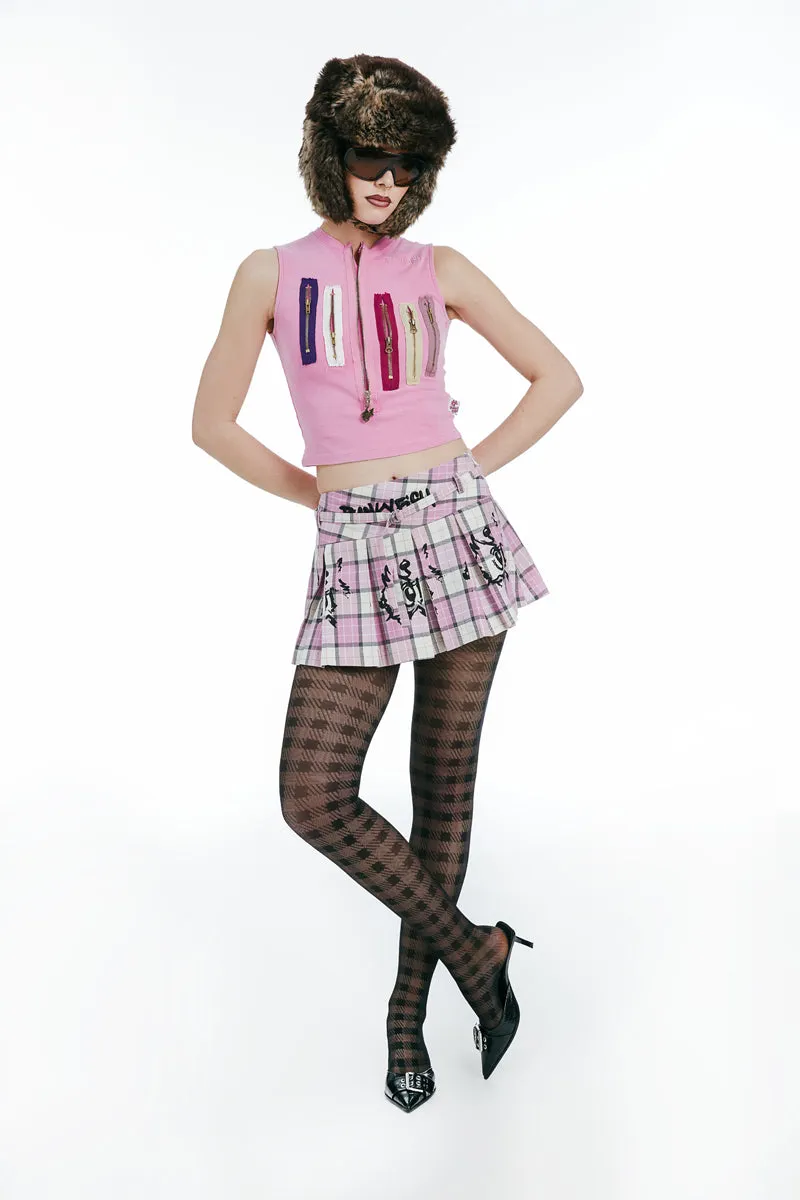 Cropped Top with a Zip Pink