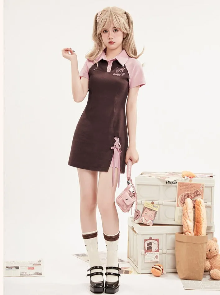 Dress Butterfly Lace-Up Slit Polo