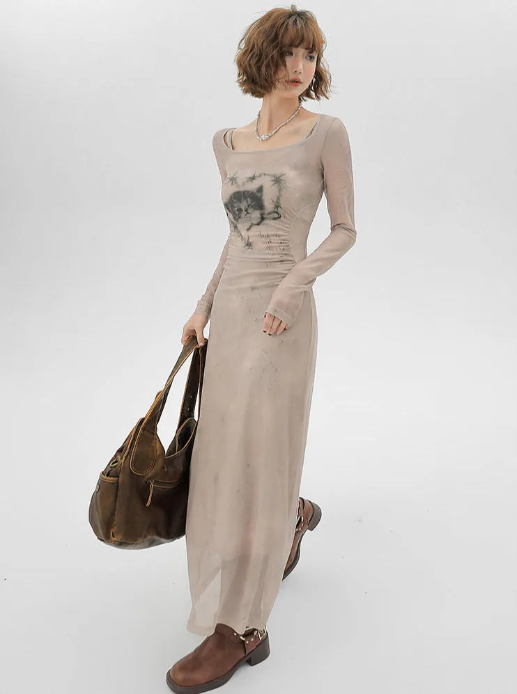 Dress Cat Pure Dzire Skirt Sheer Arab Inner Mesh