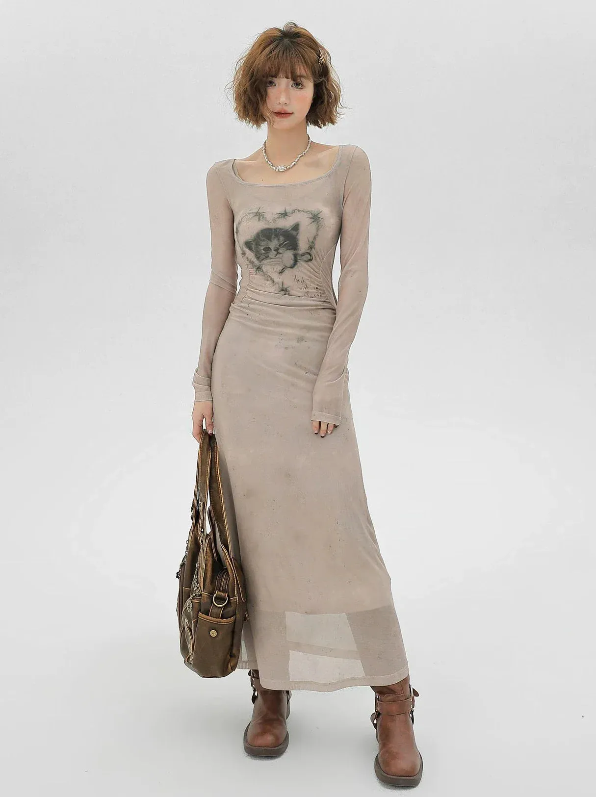 Dress Cat Pure Dzire Skirt Sheer Arab Inner Mesh