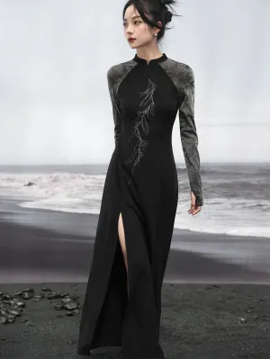 Dress Chinese Slit Bicolor