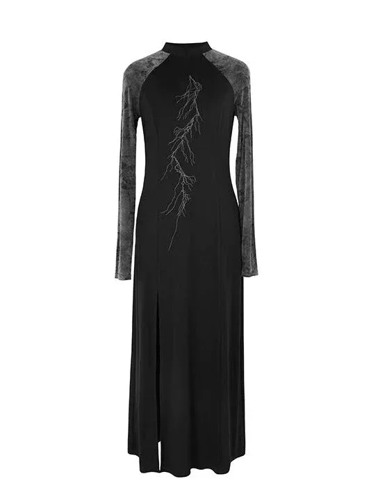 Dress Chinese Slit Bicolor