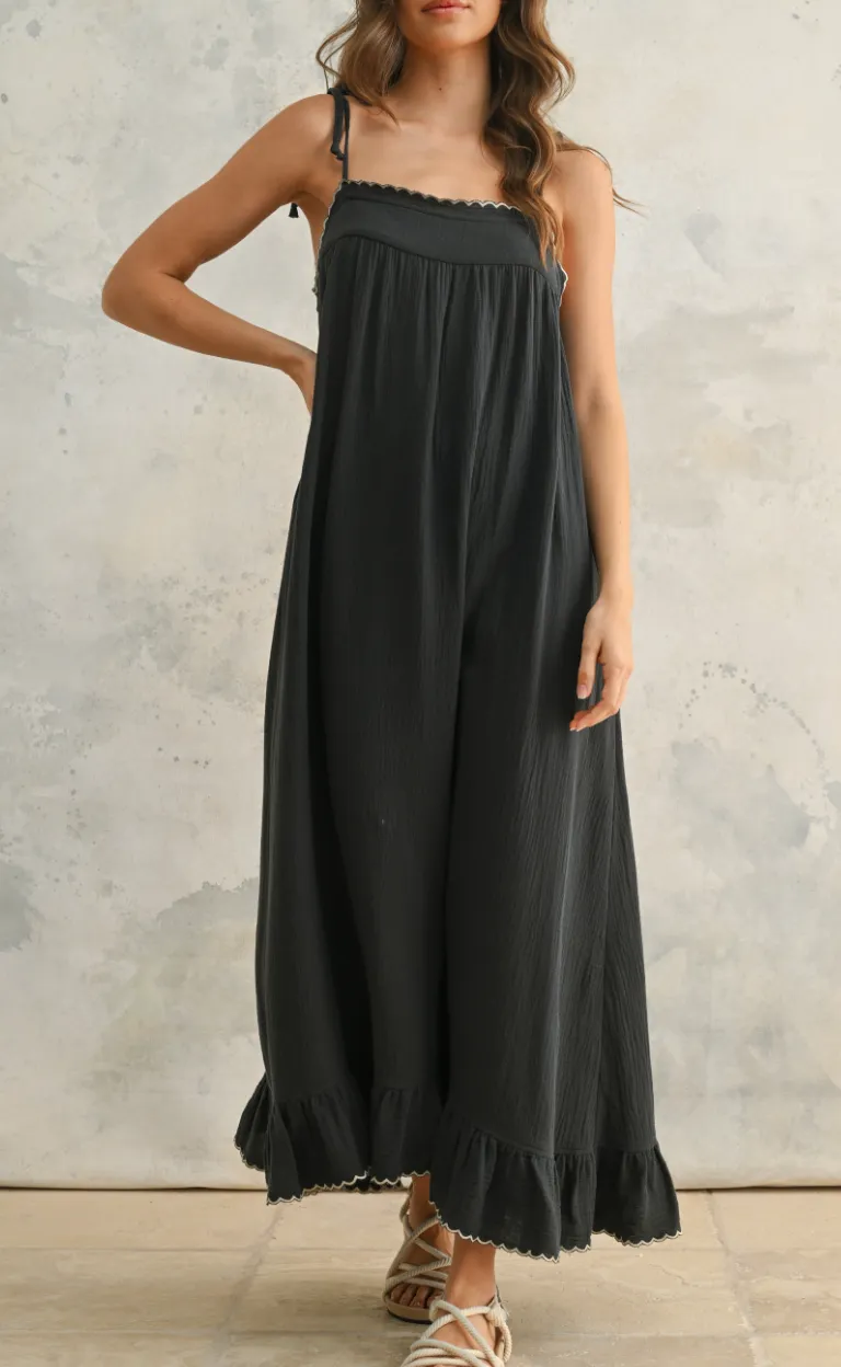 Embroidered Detail Gauze Dress
