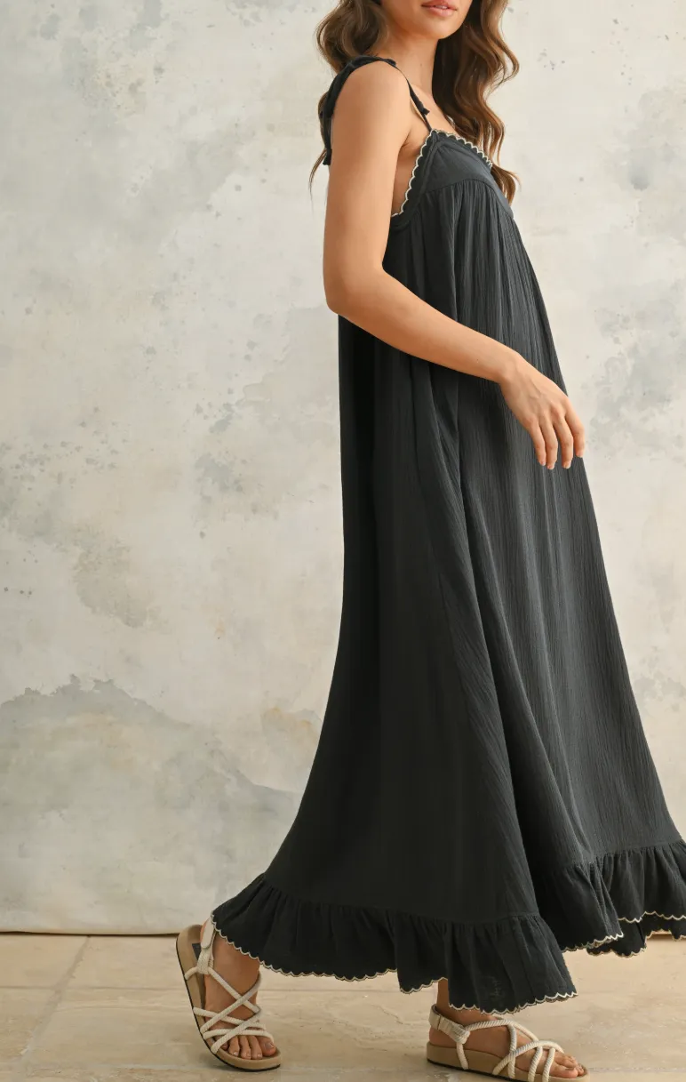 Embroidered Detail Gauze Dress