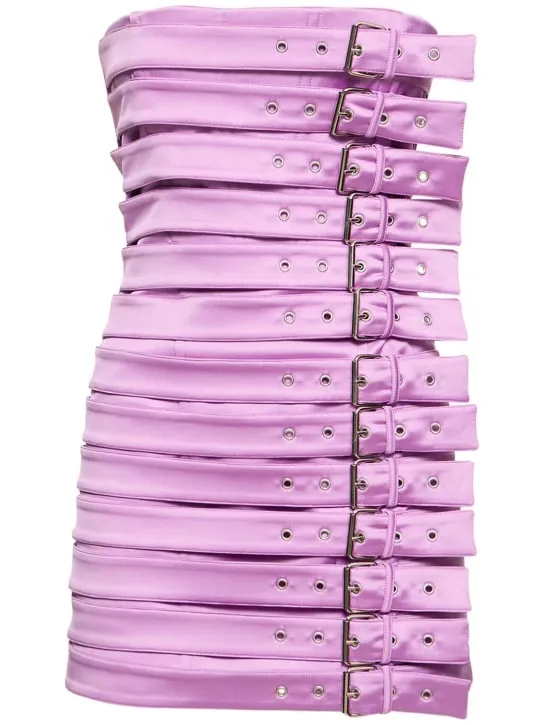 Giuseppe Di Morabito   Satin strapless dress w/buckle straps 