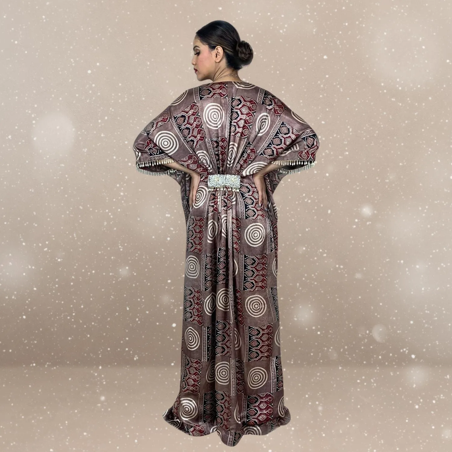 Grace Ajrakh Modal Kaftan | Hand-Block Print | Enchanted Elegance