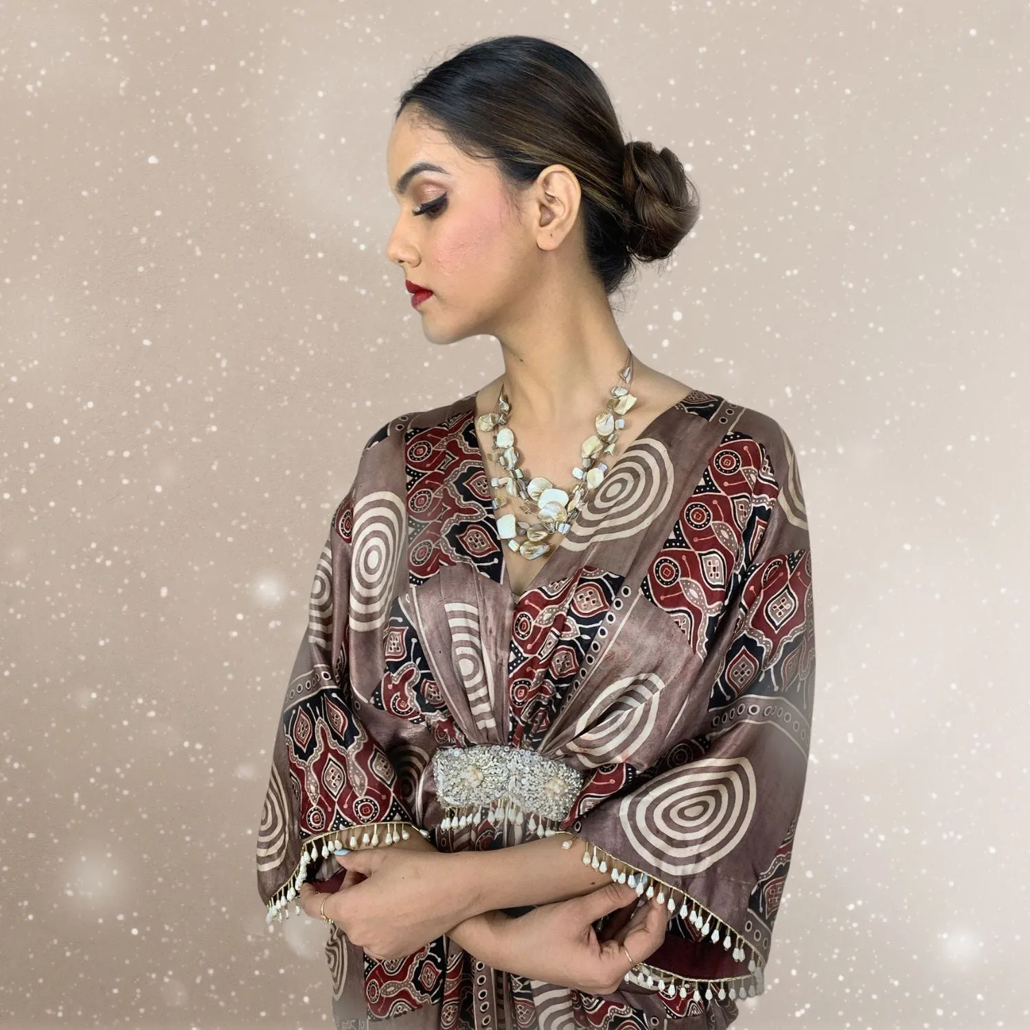 Grace Ajrakh Modal Kaftan | Hand-Block Print | Enchanted Elegance