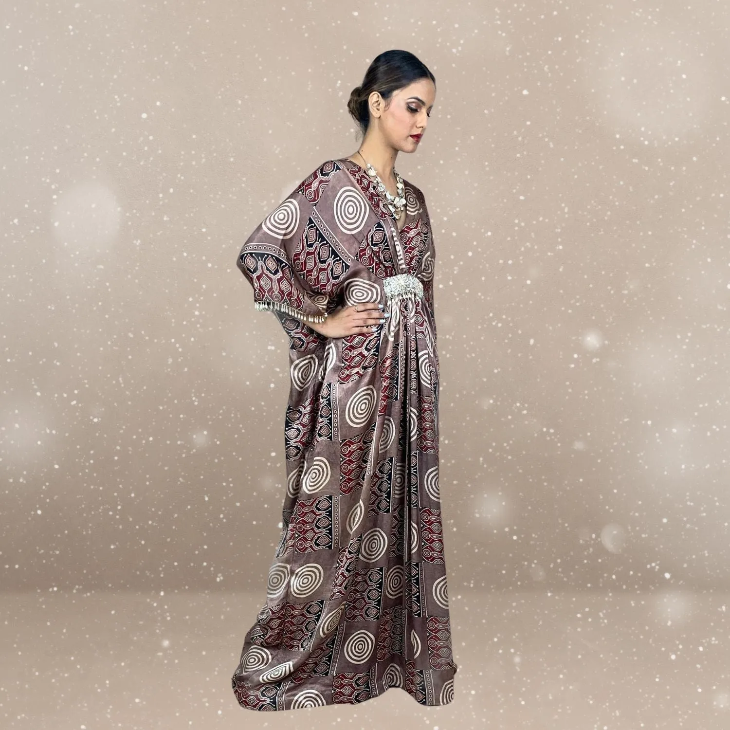 Grace Ajrakh Modal Kaftan | Hand-Block Print | Enchanted Elegance