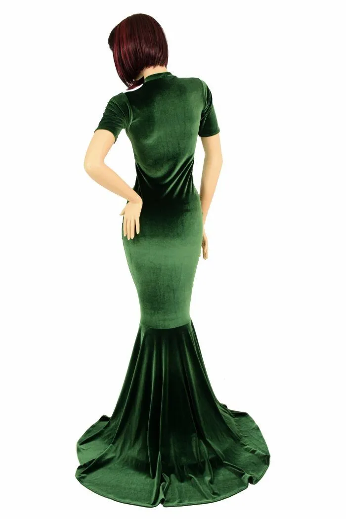 Green Velvet Keyhole Gown