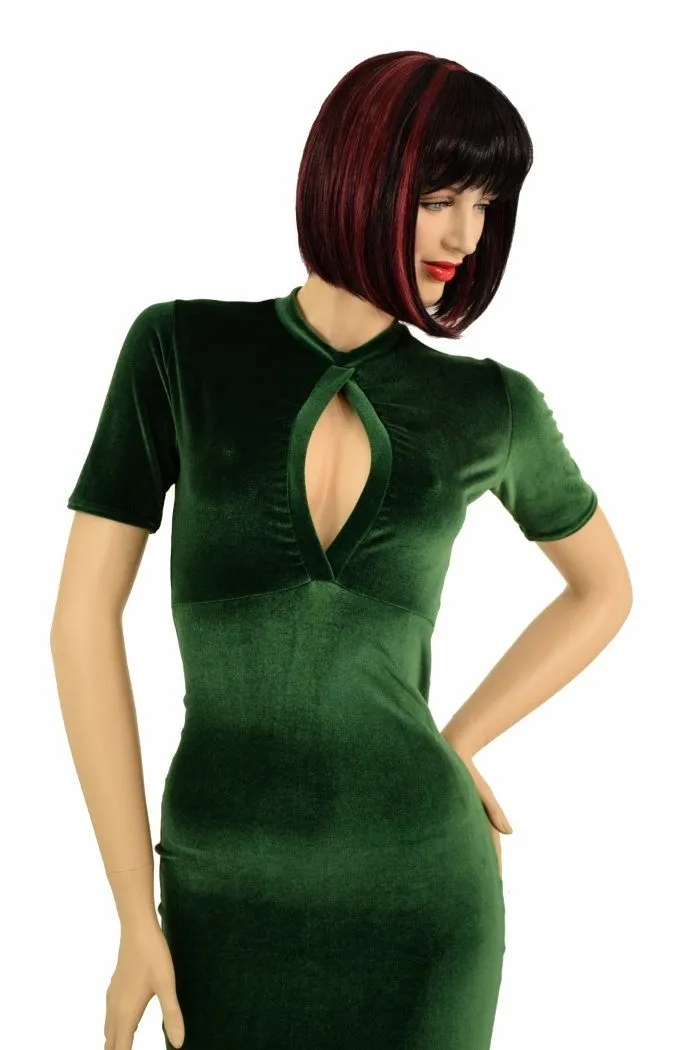 Green Velvet Keyhole Gown