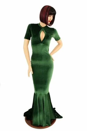 Green Velvet Keyhole Gown
