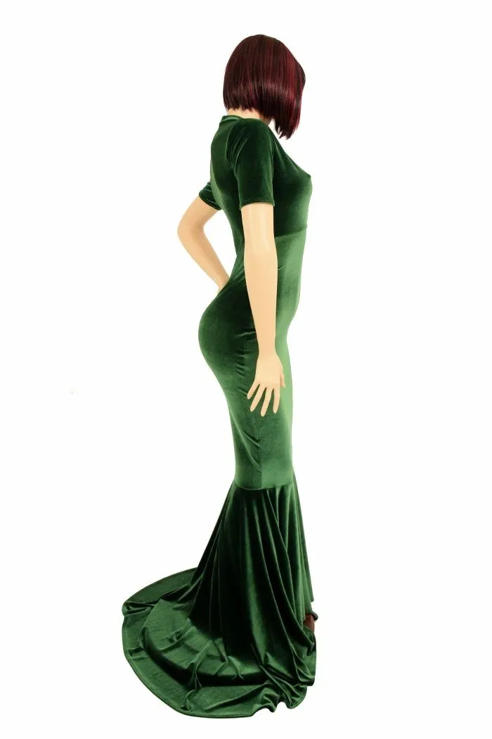 Green Velvet Keyhole Gown