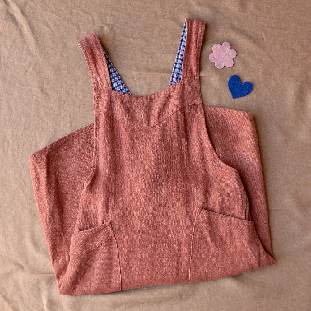 Hard Yakka Hemp Apron Pinafore - Henna (S-M) *PRE-LOVED