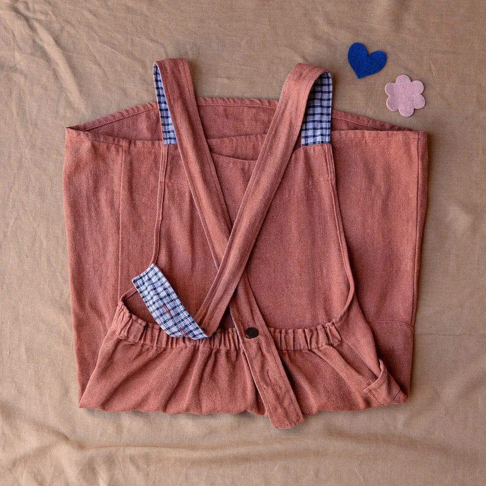 Hard Yakka Hemp Apron Pinafore - Henna (S-M) *PRE-LOVED