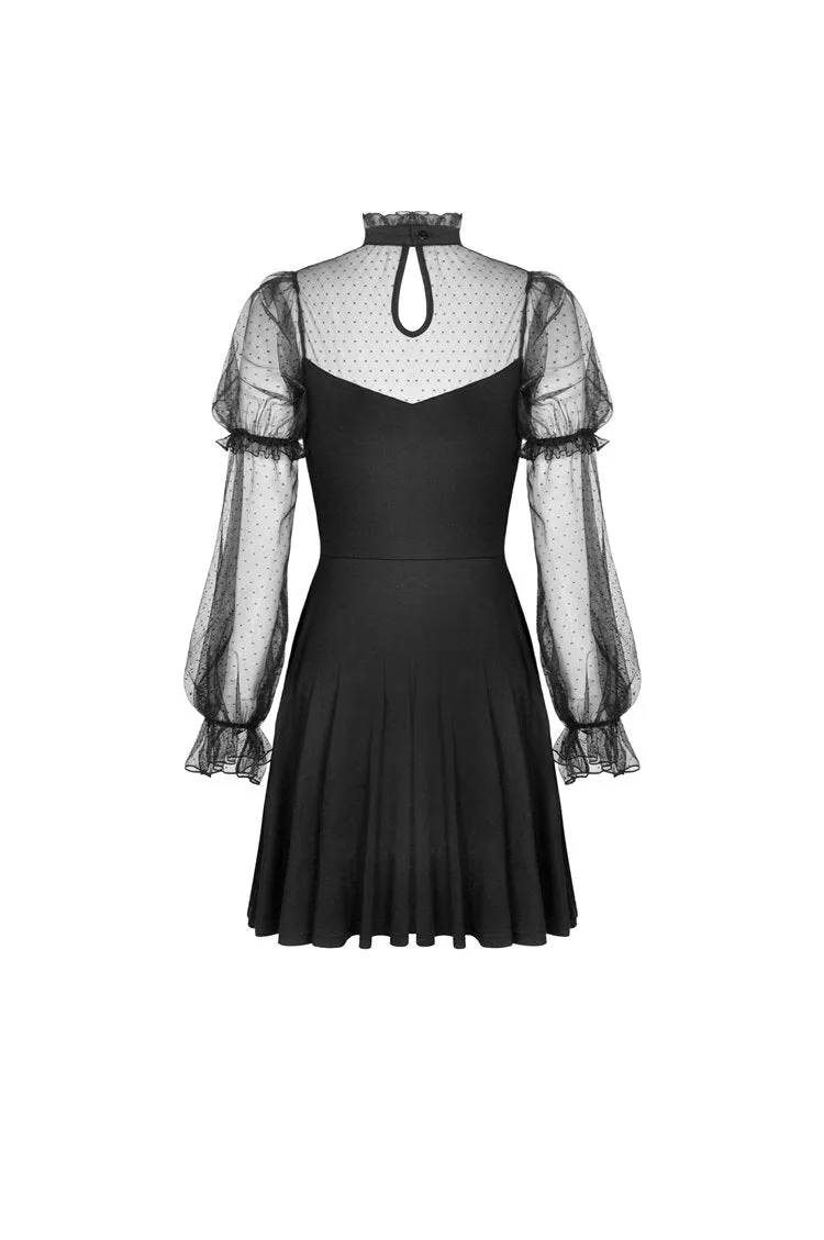 Innocent lady sexy see-through mesh sleeves dress DW487
