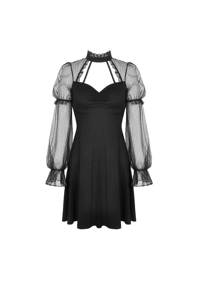 Innocent lady sexy see-through mesh sleeves dress DW487