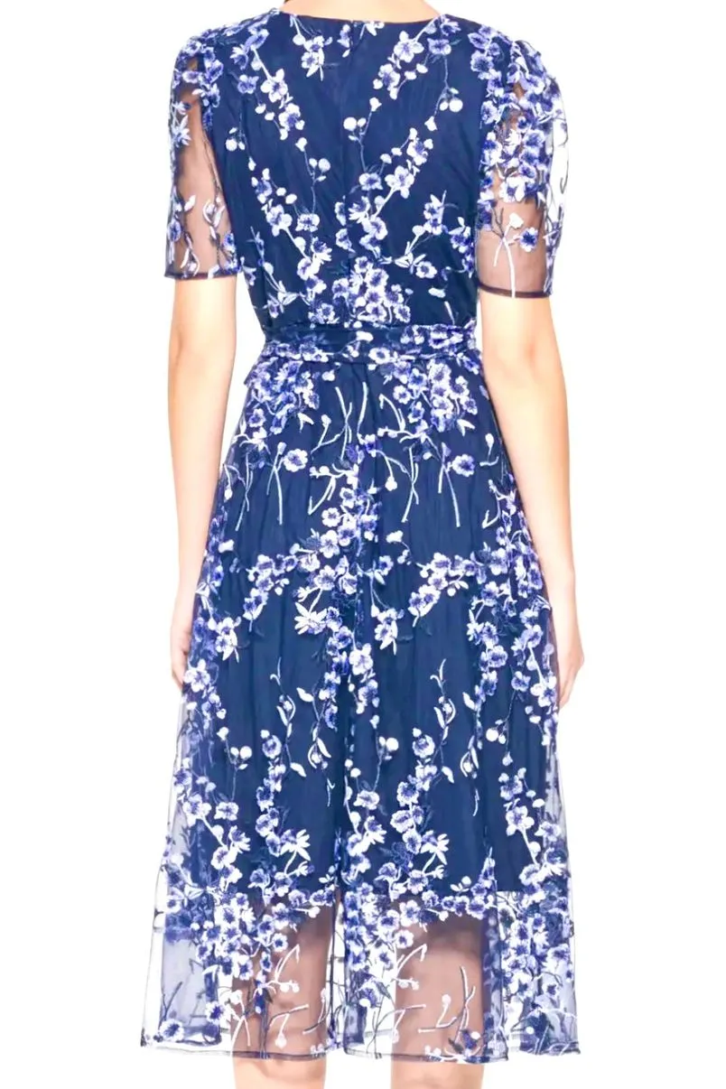 Kensie Embroidery Mesh Midi  Dress
