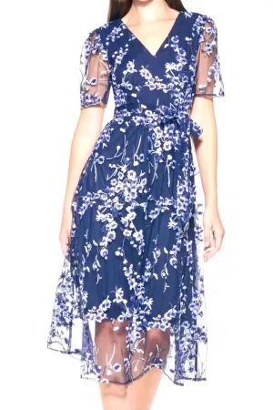 Kensie Embroidery Mesh Midi  Dress
