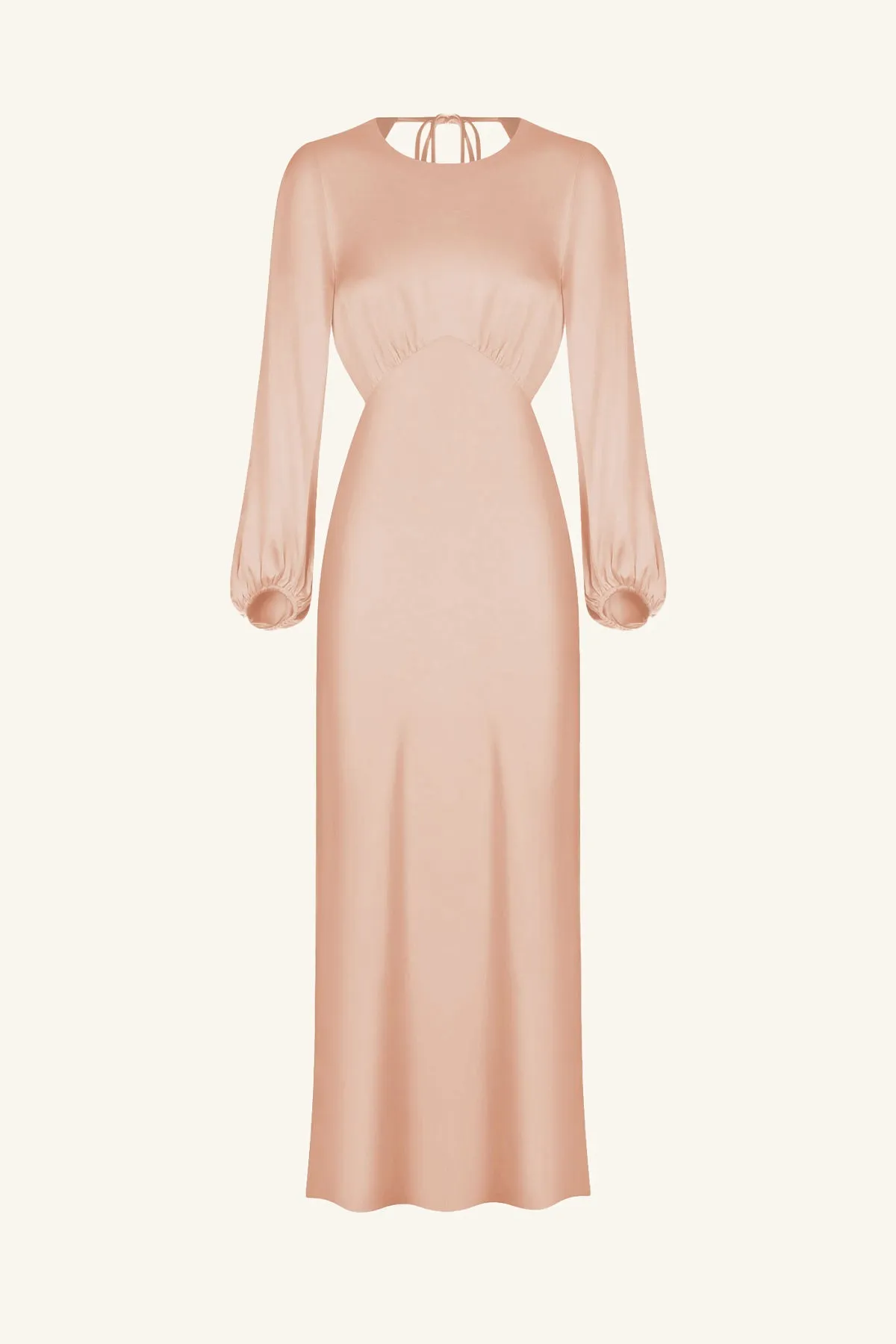 LA LUNE OPEN BACK BALLOON SLEEVE MIDI DRESS - DESERT ROSE