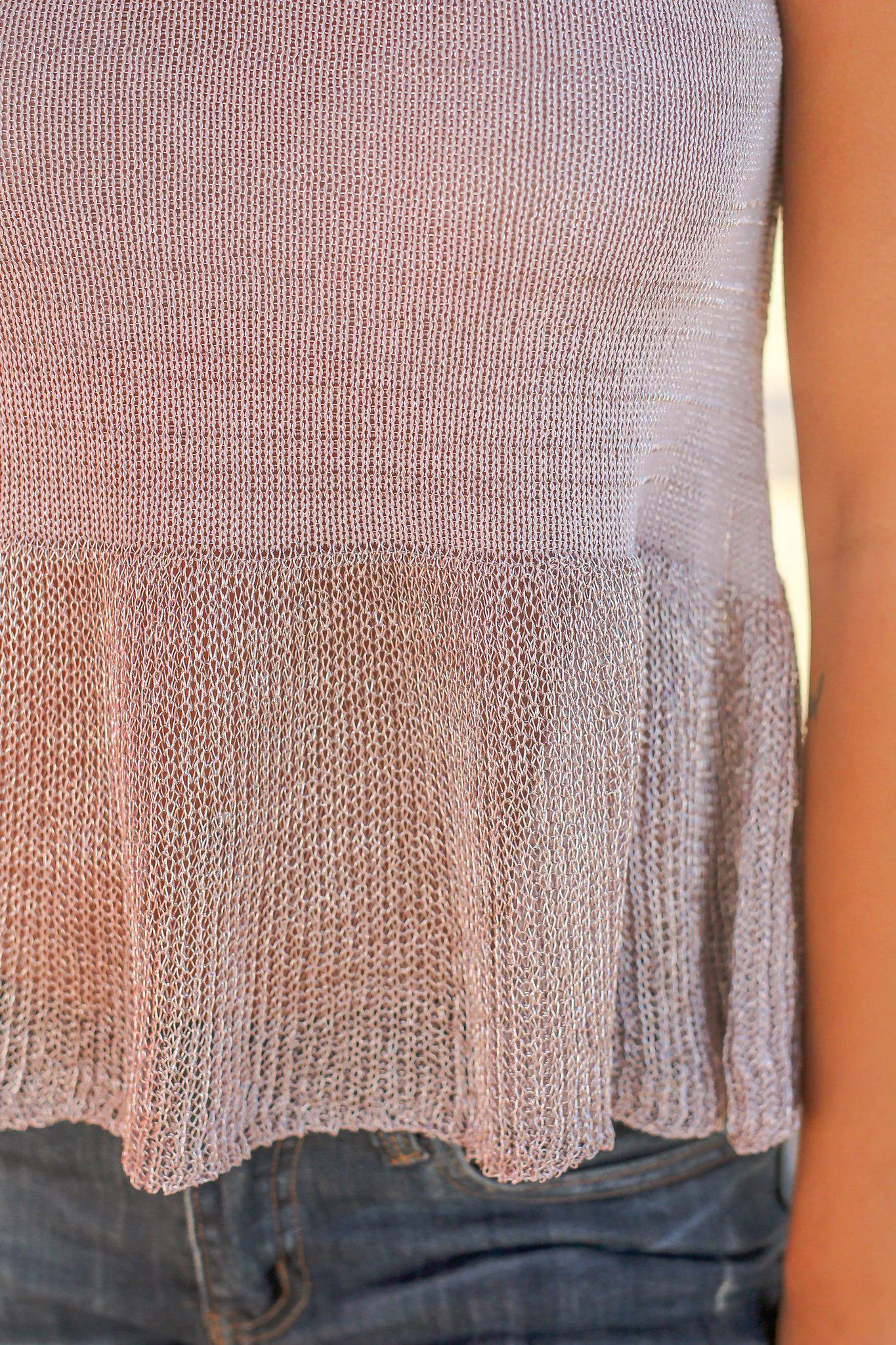 Misty Pink Top with Ruffle Hem