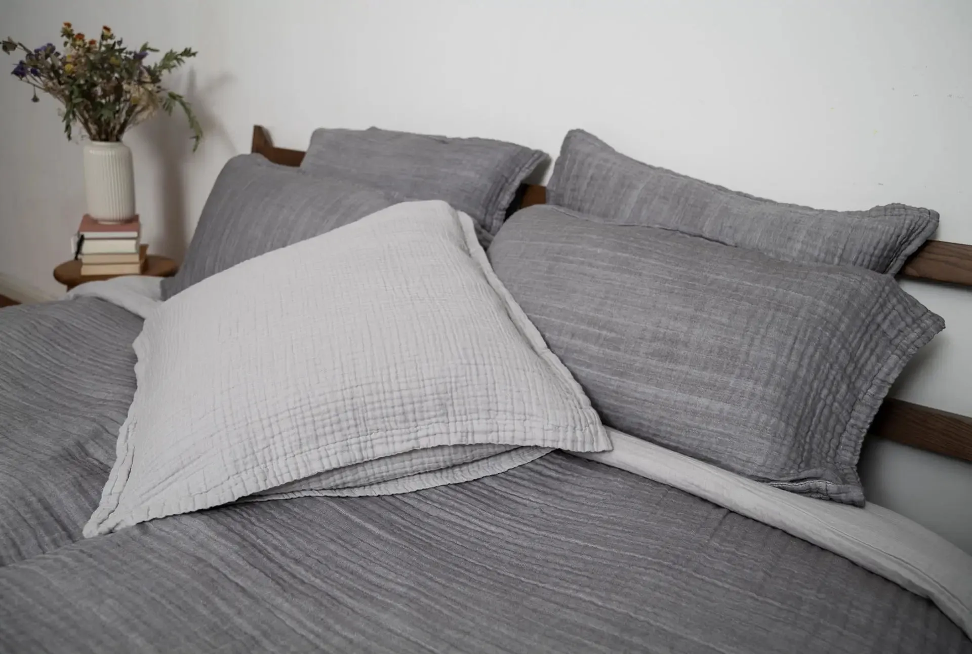 Neunest Gauze Bedding Set – Gray – 100% Cotton