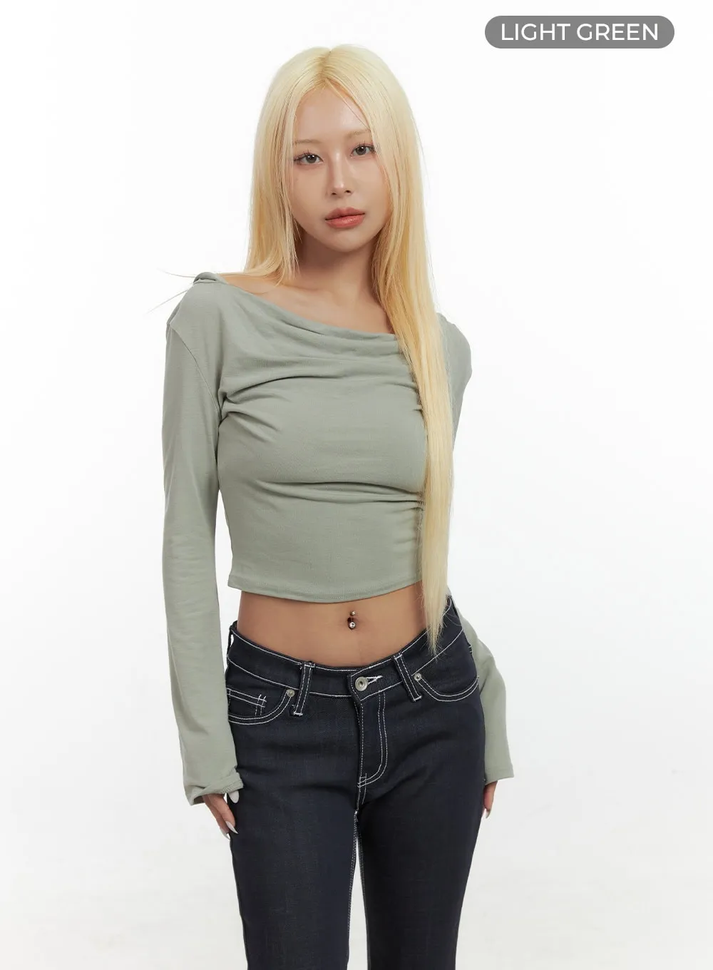 Off Shoulder SlimFit Crop Top Hoodie  CS425