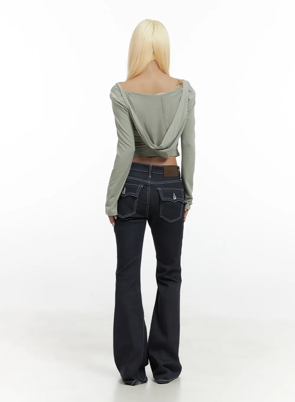 Off Shoulder SlimFit Crop Top Hoodie  CS425