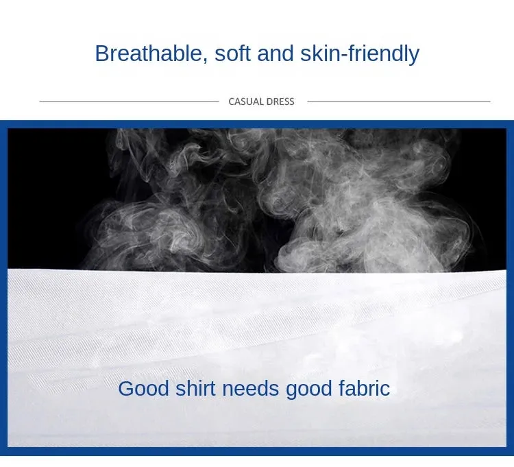 Porcelain Collar Shirt Men Long Sleeve Korean SlimFit Casual Business Dress Shirts Solid Color White Shirt Cotton