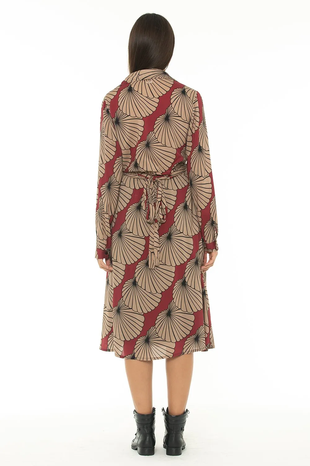 Pre-Order Long Sleeve Midi Dress Fado Bordo