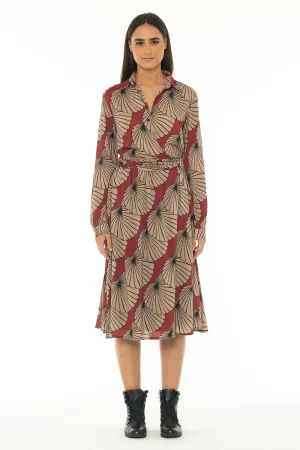 Pre-Order Long Sleeve Midi Dress Fado Bordo